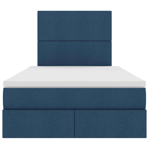 Легло с място за съхранение и LED Синьо 120 x 200 cm Полиестер