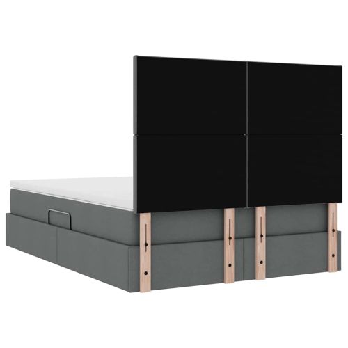 Легло с място за съхранение и LED с LED Тъмен сив 140 x 200 cm