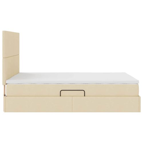 Легло с място за съхранение и LED Кремав 140 x 200 cm Полиестер