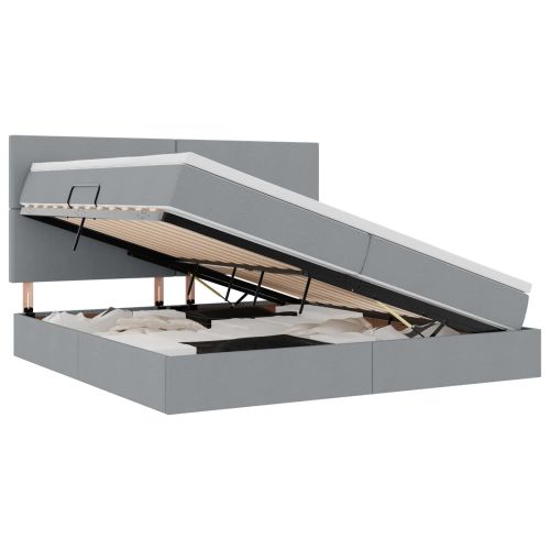 Легло с място за съхранение и LED с LED Светлосиво 200 x 200 cm