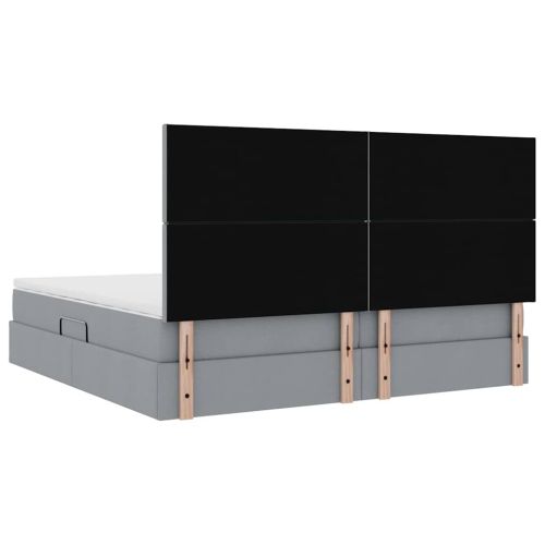 Легло с място за съхранение и LED с LED Светлосиво 200 x 200 cm