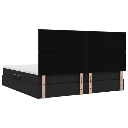 Легло с място за съхранение и LED Черно 200 x 200 cm Полиестер