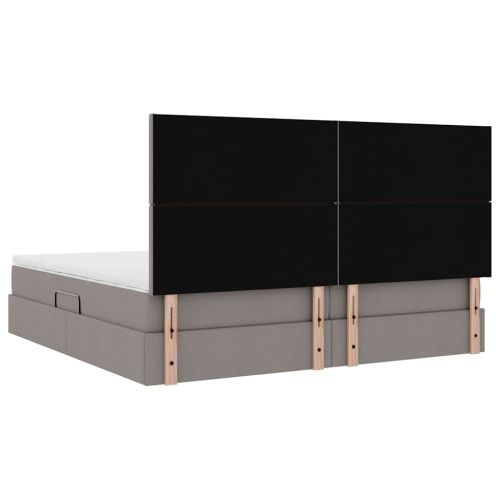 Легло с място за съхранение и LED Таупе 200 x 200 cm Полиестер