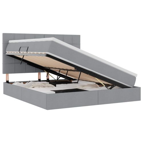 Легло с място за съхранение и LED с LED Светлосиво 180 x 200 cm