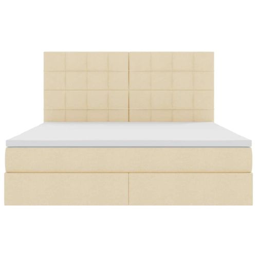 Легло с място за съхранение и LED Кремав 180 x 200 cm Полиестер