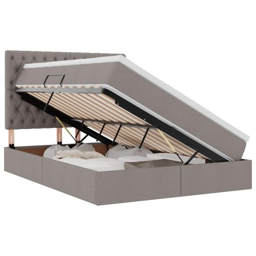 Легло с място за съхранение и LED Таупе 140 x 190 cm Полиестер