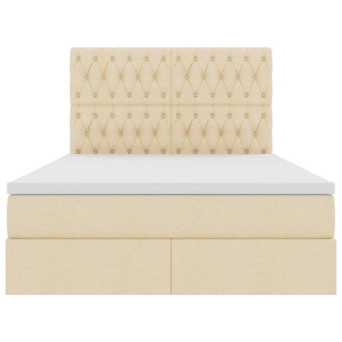 Легло с място за съхранение и LED Кремав 140 x 200 cm Полиестер