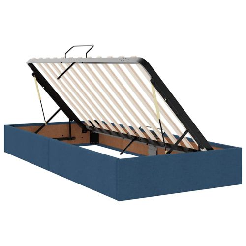 Легло с място за съхранение и LED Синьо 90 x 200 cm Полиестер