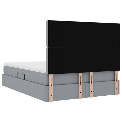 Легло с място за съхранение и LED с LED Светлосиво 140 x 190 cm