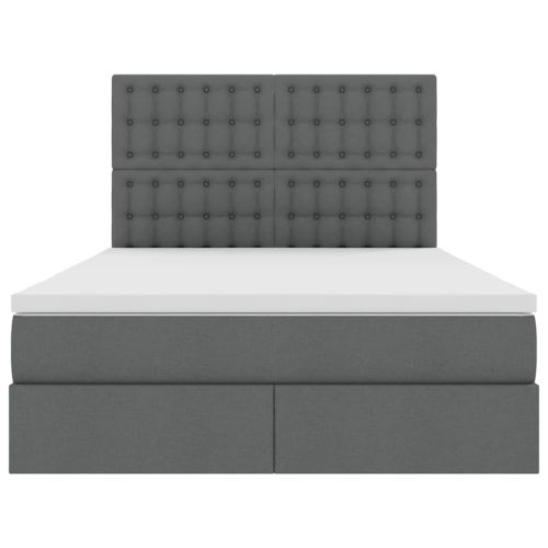 Легло с място за съхранение и LED с LED Тъмен сив 140 x 200 cm