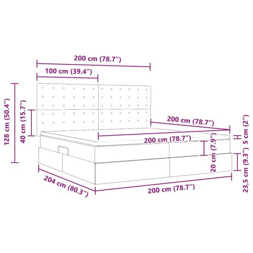 Легло с място за съхранение и LED Синьо 200 x 200 cm Полиестер