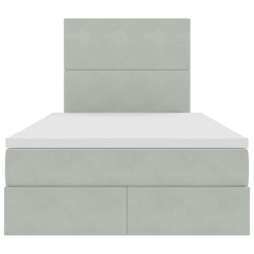 Легло с място за съхранение и LED с LED Светлосиво 120 x 200 cm