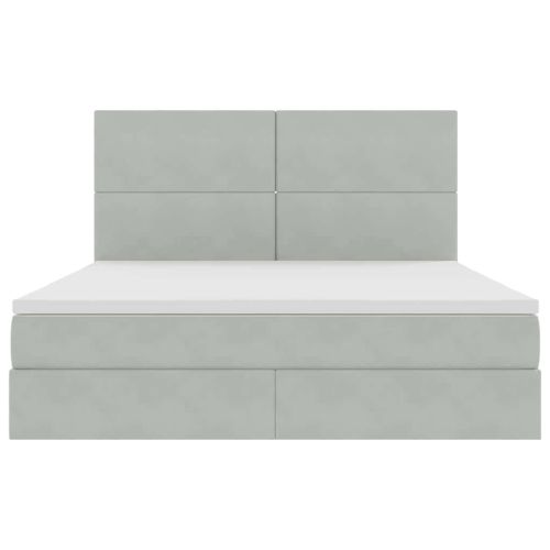 Легло с място за съхранение и LED с LED Светлосиво 180 x 200 cm