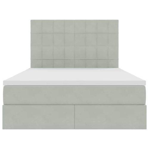 Легло с място за съхранение и LED с LED Светлосиво 140 x 190 cm