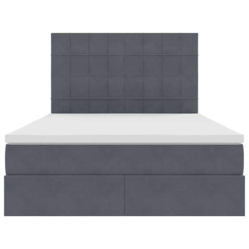 Легло с място за съхранение и LED Тъмен сив 140 x 200 cm Кадифе