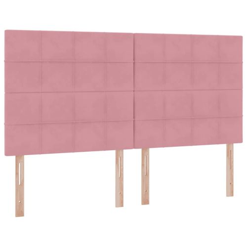 Легло с място за съхранение и LED Розово 180 x 200 cm Кадифе