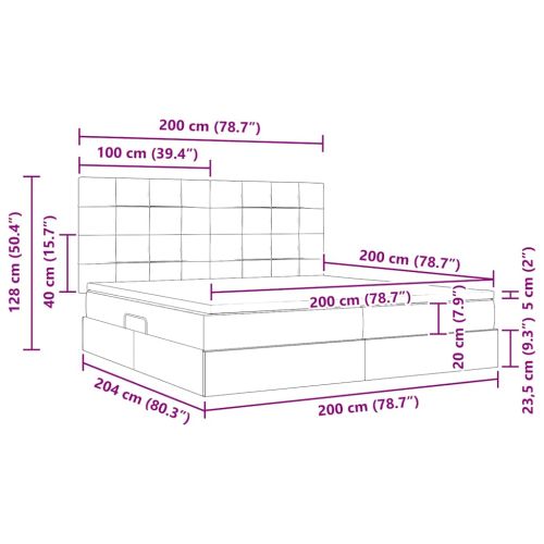 Легло с място за съхранение и LED Тъмен син 200 x 200 cm Кадифе