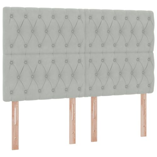 Легло с място за съхранение и LED с LED Светлосиво 140 x 190 cm