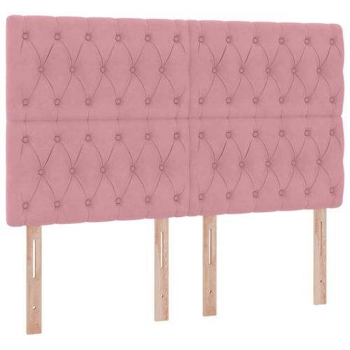 Легло с място за съхранение и LED Розово 140 x 200 cm Кадифе