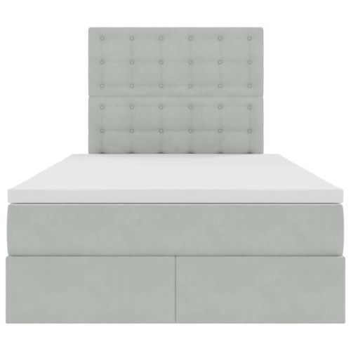 Легло с място за съхранение и LED с LED Светлосиво 120 x 190 cm