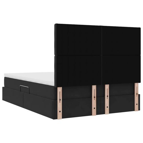 Легло с място за съхранение и LED Черно 140 x 200 cm Кадифе
