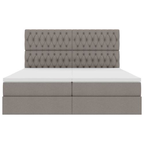 Легло С LED лентисти светлини Таупе 200 x 200 cm текстил