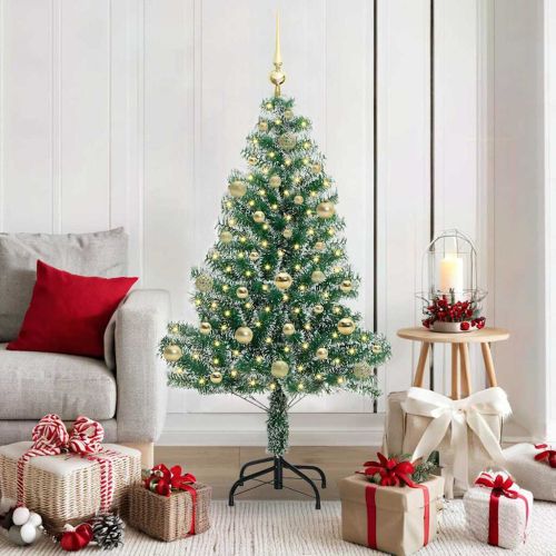 Изкуствена коледна елха със сняг и LED светлина 150 cm