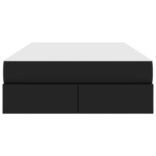 Легло с място за съхранение и матрак с матрак 2 pcs Черно Кожа