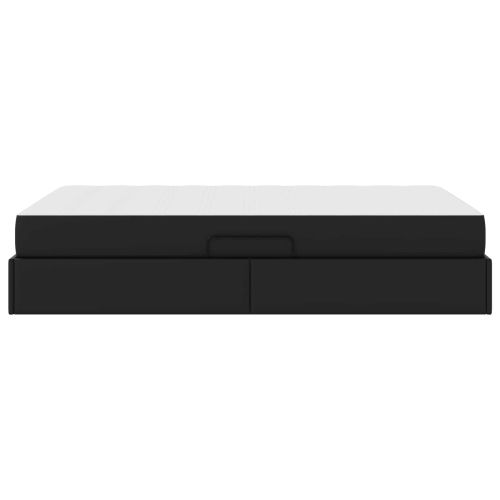 Легло с място за съхранение и матрак с матрак 2 pcs Черно Кожа