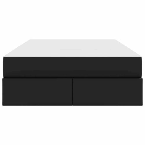 Легло с място за съхранение и матрак с матрак 2 pcs Черно Кожа