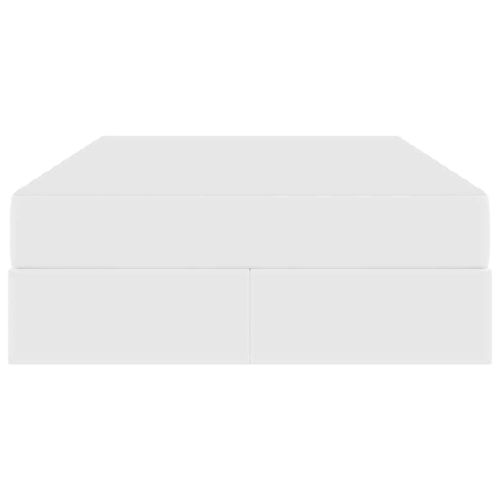 Легло с място за съхранение и матрак с матрак 2 pcs Бяло Кожа