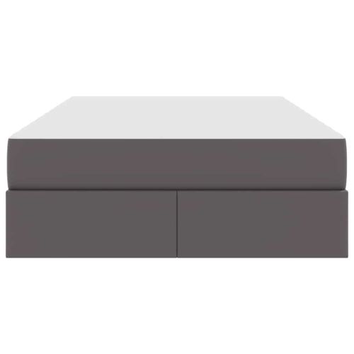 Легло с място за съхранение и матрак с матрак 2 pcs Сив Кожа