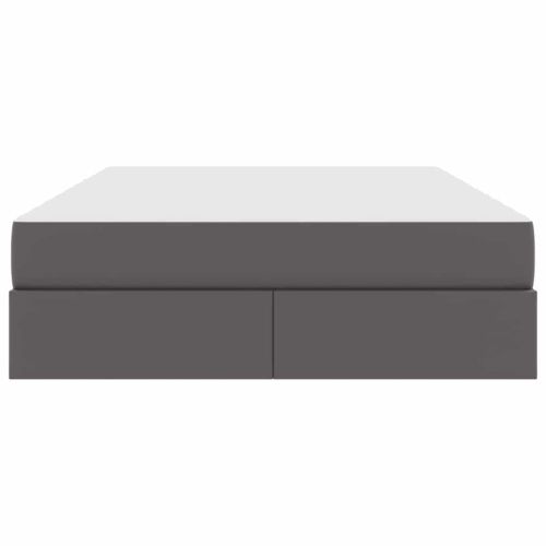 Легло с място за съхранение и матрак с матрак 2 pcs Сив Кожа