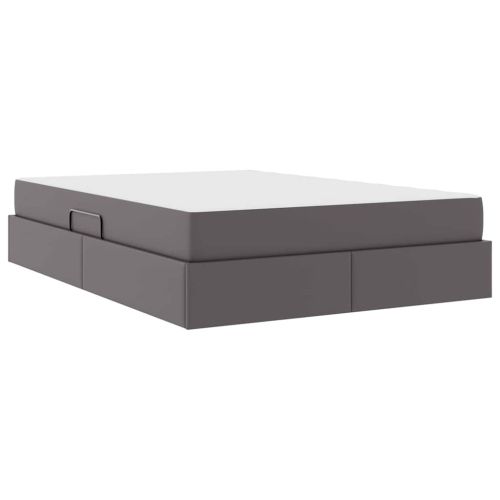 Легло с място за съхранение и матрак с матрак 2 pcs Сив Кожа