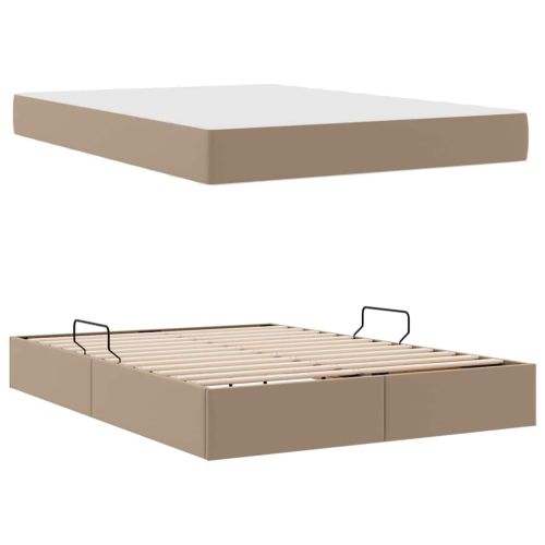 Легло с място за съхранение и матрак 2 pcs Капучино Кожа
