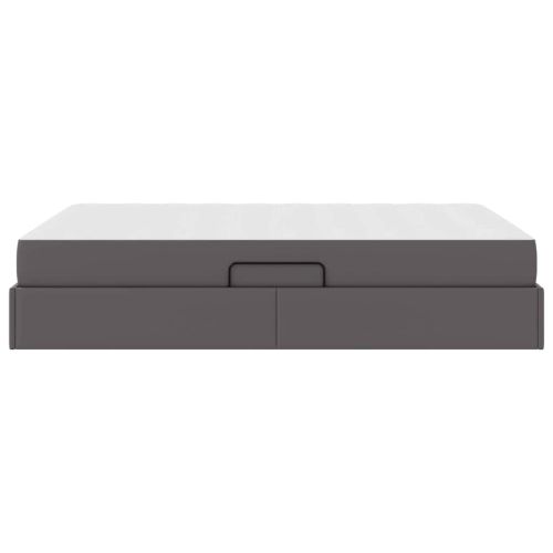 Легло с място за съхранение и матрак с матрак 2 pcs Сив Кожа