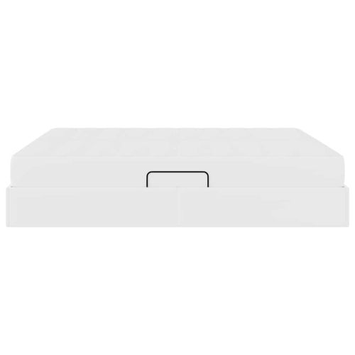 Легло с място за съхранение и матрак с матрак 2 pcs Бяло Кожа