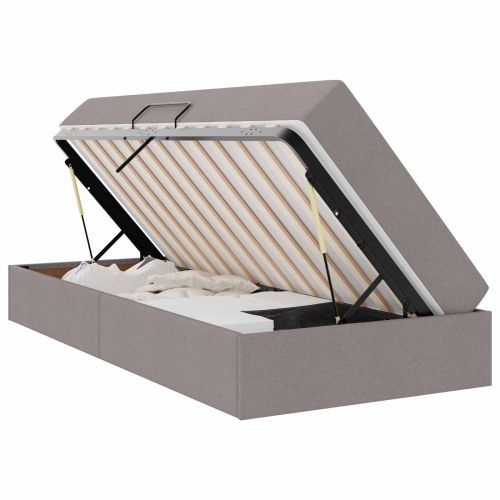 Легло с място за съхранение и матрак Таупе 100 x 200 cm