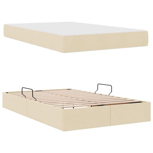 Легло с място за съхранение и матрак с матрак Крем 120 x 200 cm