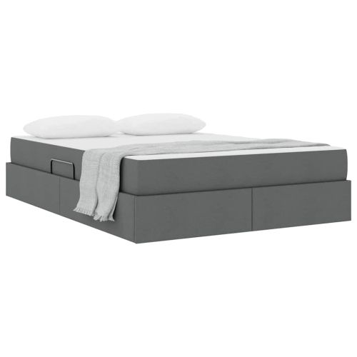 Легло с място за съхранение и матрак Тъмен сив 140 x 200 cm