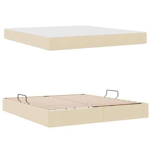 Легло с място за съхранение и матрак с матрак Крем 180 x 200 cm
