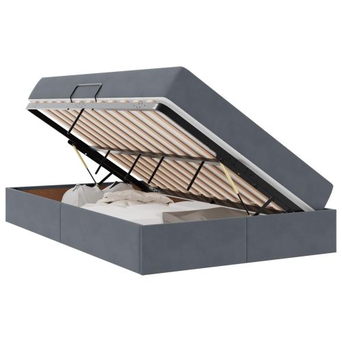 Легло с място за съхранение и матрак Тъмен сив 120 x 200 cm