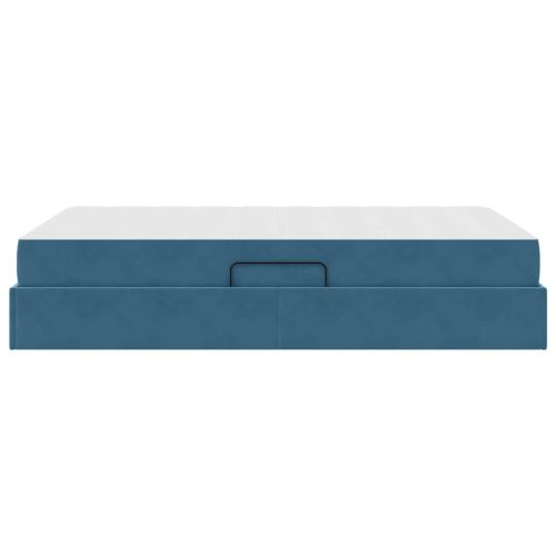 Легло с място за съхранение и матрак Тъмен син 120 x 200 cm