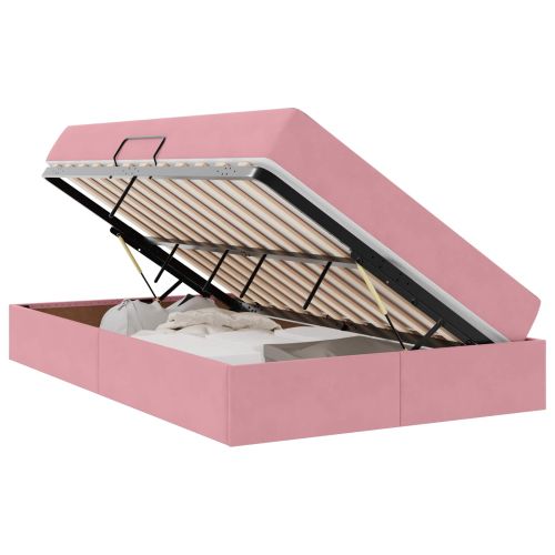 Легло с място за съхранение и матрак Розово 120 x 200 cm Кадифе