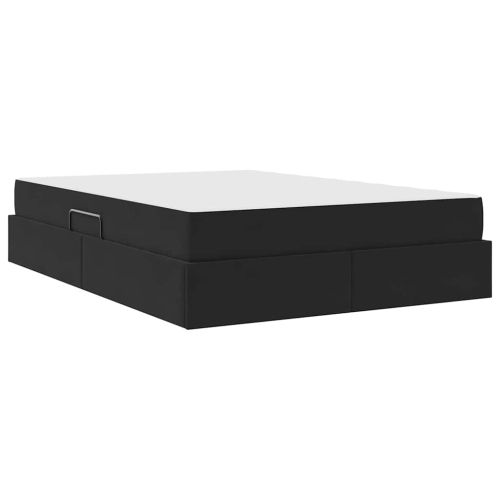 Легло с място за съхранение и матрак Черно 140 x 200 cm Кадифе