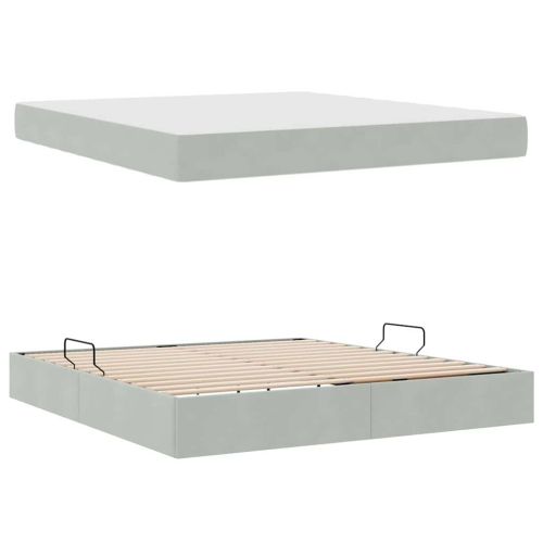 Легло с място за съхранение и матрак Светлосиво 160 x 200 cm