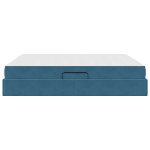Легло с място за съхранение и матрак Тъмен син 180 x 200 cm