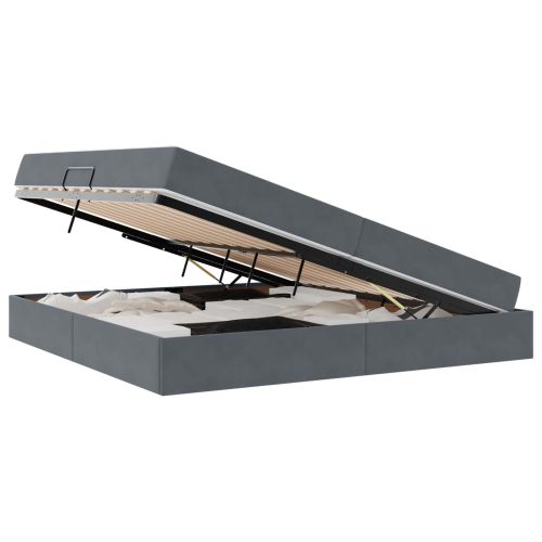 Легло с място за съхранение и матрак Тъмен сив 200 x 200 cm