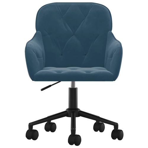 Въртящ се офис стол, син, кадифе