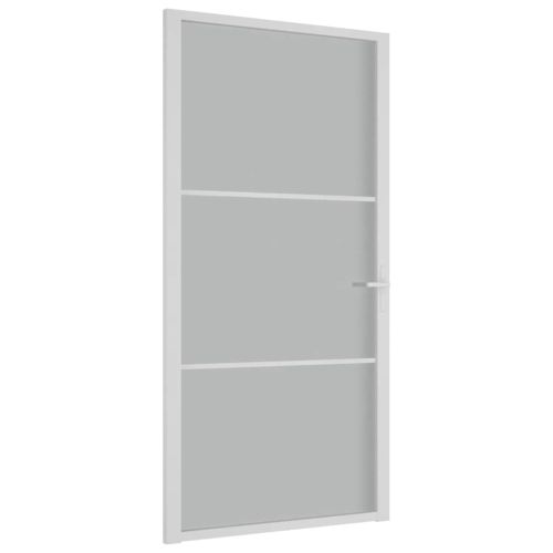 Интериорна врата, 102,5x201,5 см, бял мат, стъкло и алуминий